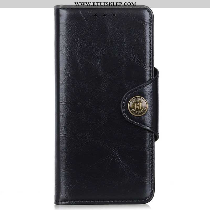 Etui Folio do Honor Magic 5 Lite Guzik Ze Sztucznej Skóry Lakierowanej